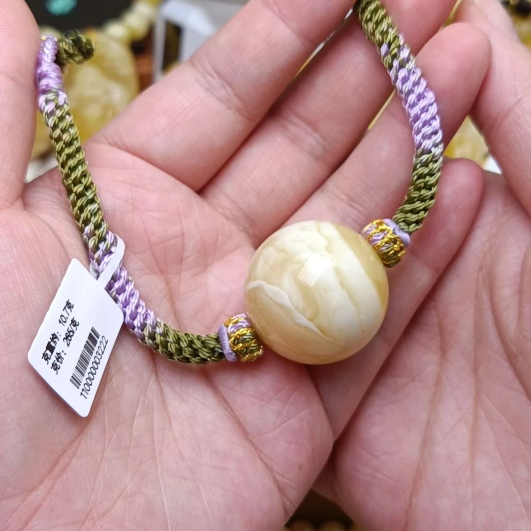 蜜蜡裸石未镶嵌26白蜡锁骨链