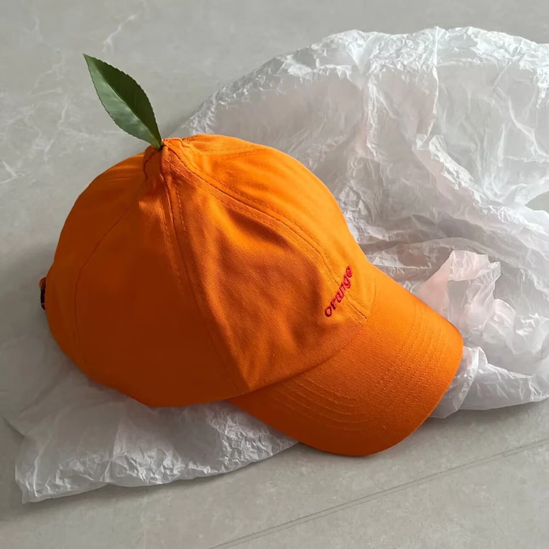 原创橘子棒球帽子女春夏天百搭设计师款小众搞怪趣味桔子鸭舌帽男