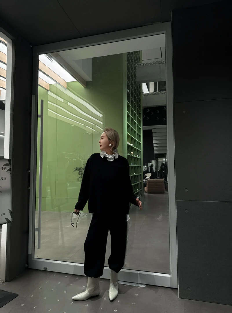 李coco甄选针织休闲圆领长裤套装