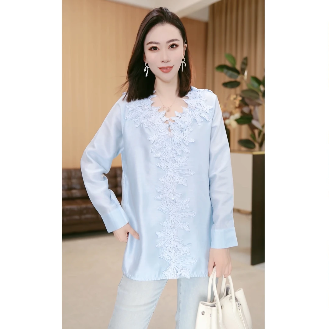 林果&季得 【海盐茶会】时尚减龄气质百搭设计感女士长袖款T恤