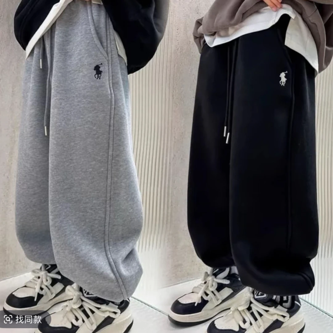 【加绒】男女童2024款秋冬简约加厚保暖亲子款长裤运动休闲洋气外穿