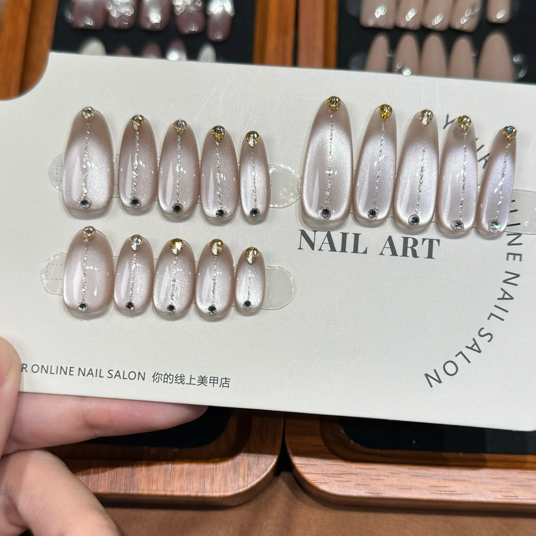 【梦巴黎】温柔轻奢简约香槟金色系裸色猫眼 纯手工穿戴甲