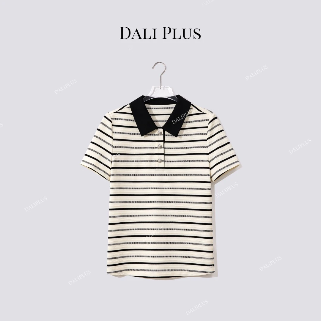 DALI PLUS“条纹Polo衫”质感休闲T恤-D5LT2074