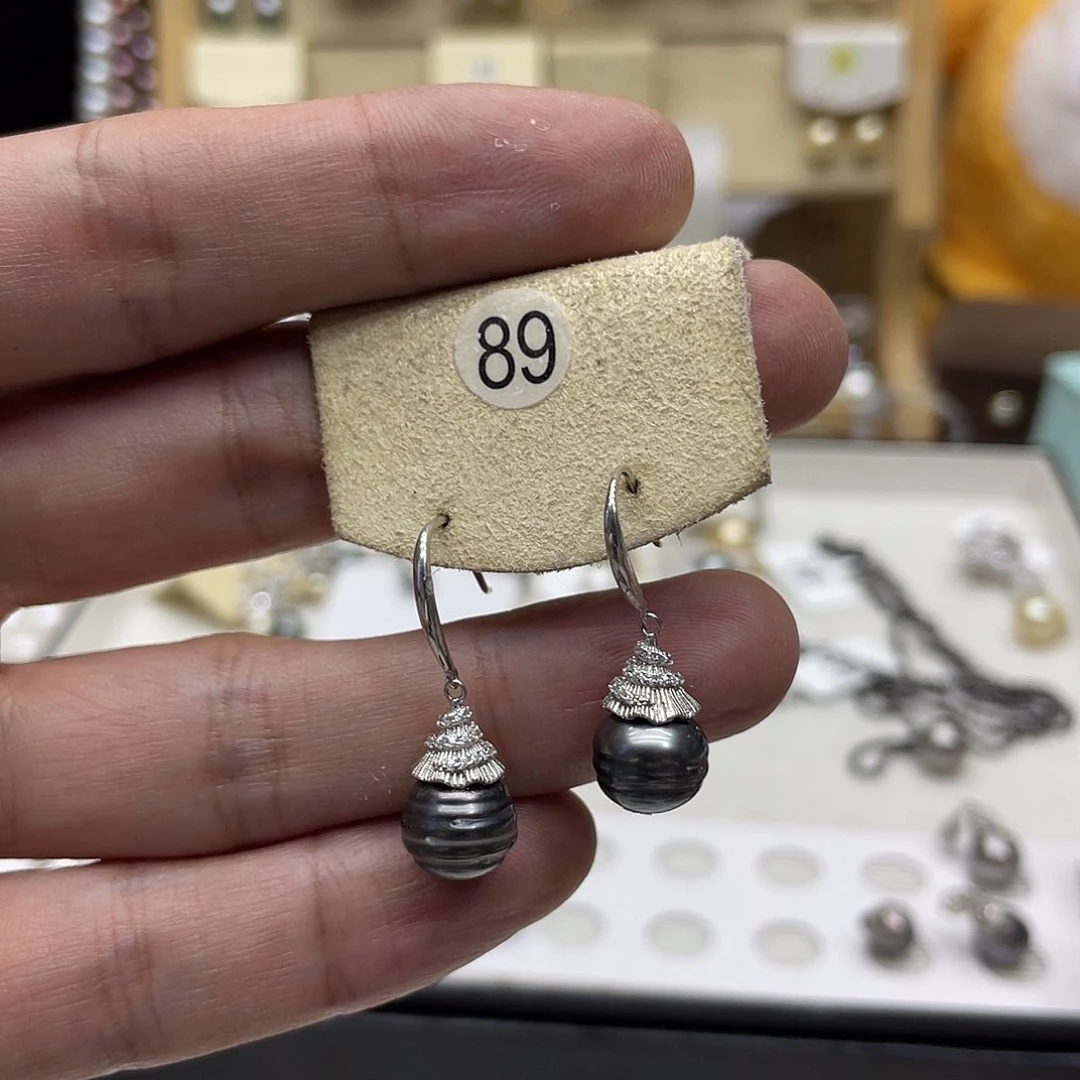 银S925镶嵌海水珍珠耳饰