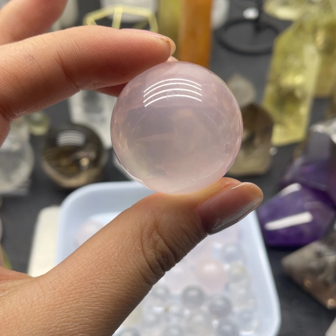 水晶49未镶嵌曦****！粉水晶球