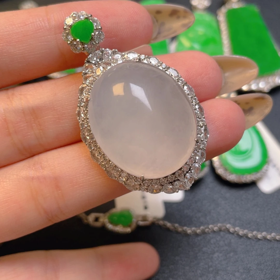 翡翠银S925镶嵌颈饰