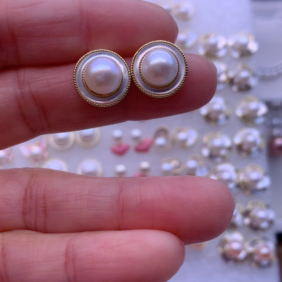 淡水珍珠耳饰合金