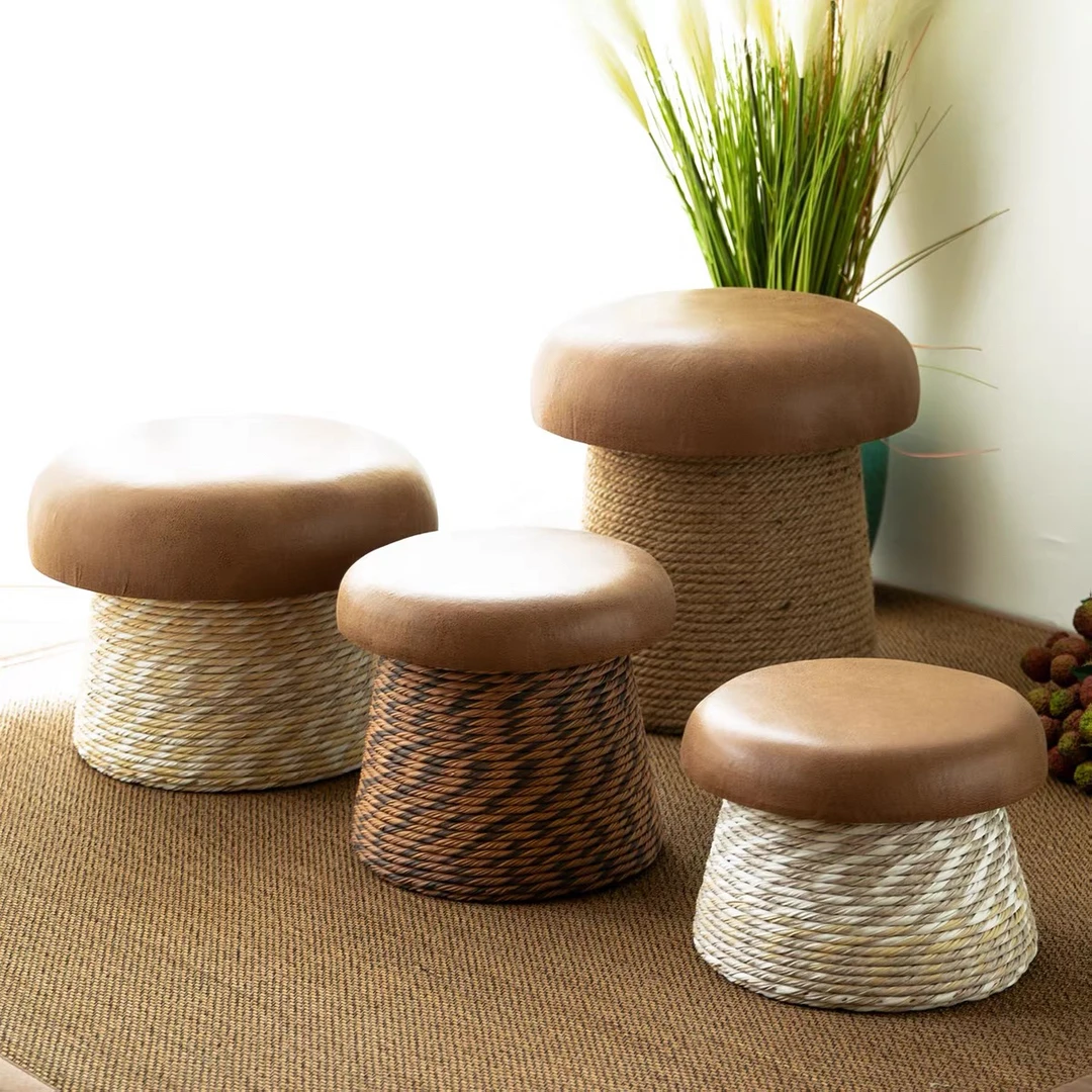 蘑菇凳玄关门口换鞋凳小凳子家用矮凳实木客厅阳台坐墩沙发凳圆凳