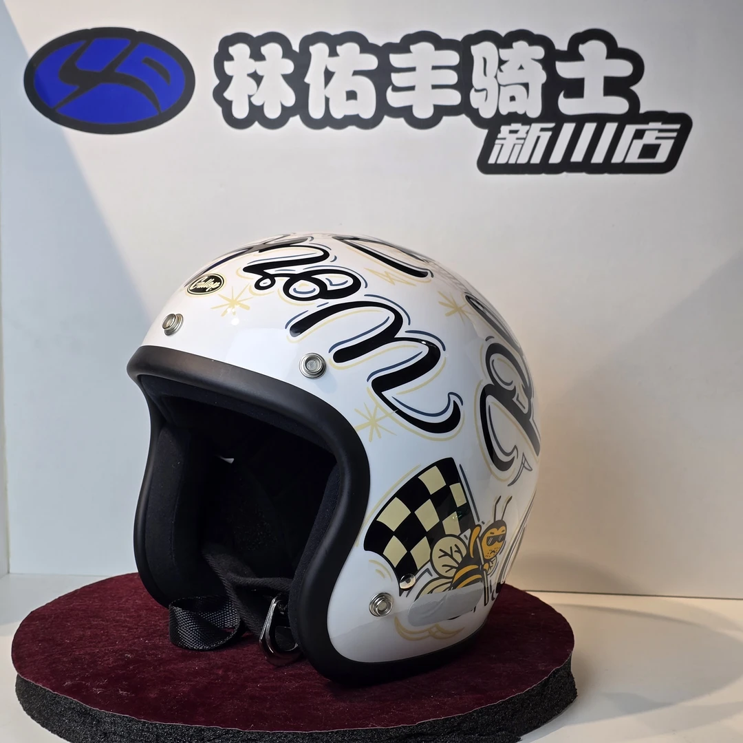台湾Gallop Mooneyes头盔复古半盔芬克鼠大眼睛笑脸Vespa摩托车女