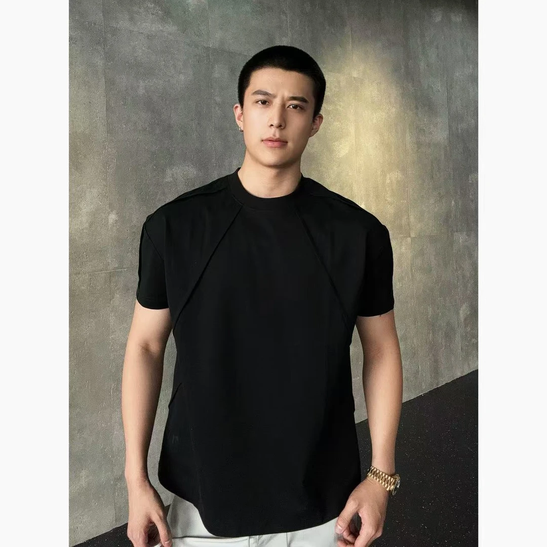 【西博】50支冰氧棉立裁铠甲肩条宽松百搭显宽凉感透气