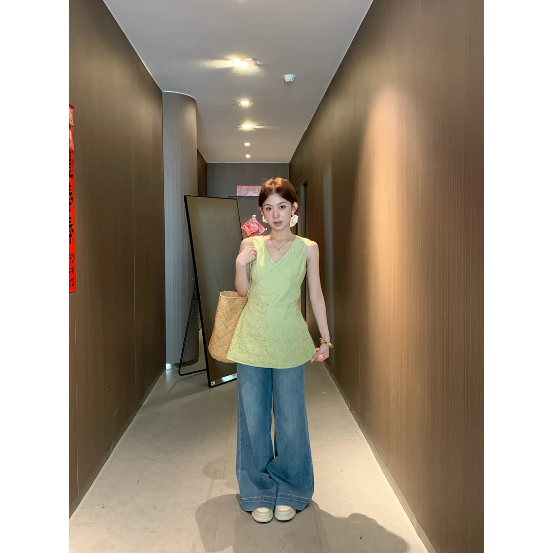 春款尝鲜【欧阳喜OYANXI】蓝海星球&设计感水洗复古百搭牛仔裤3202