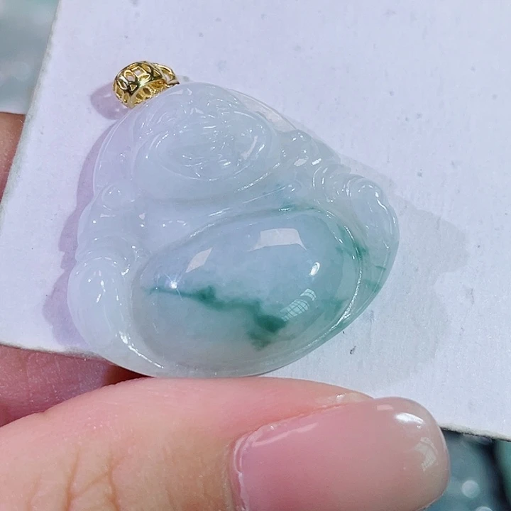 颈饰银S925镶嵌翡翠佛公