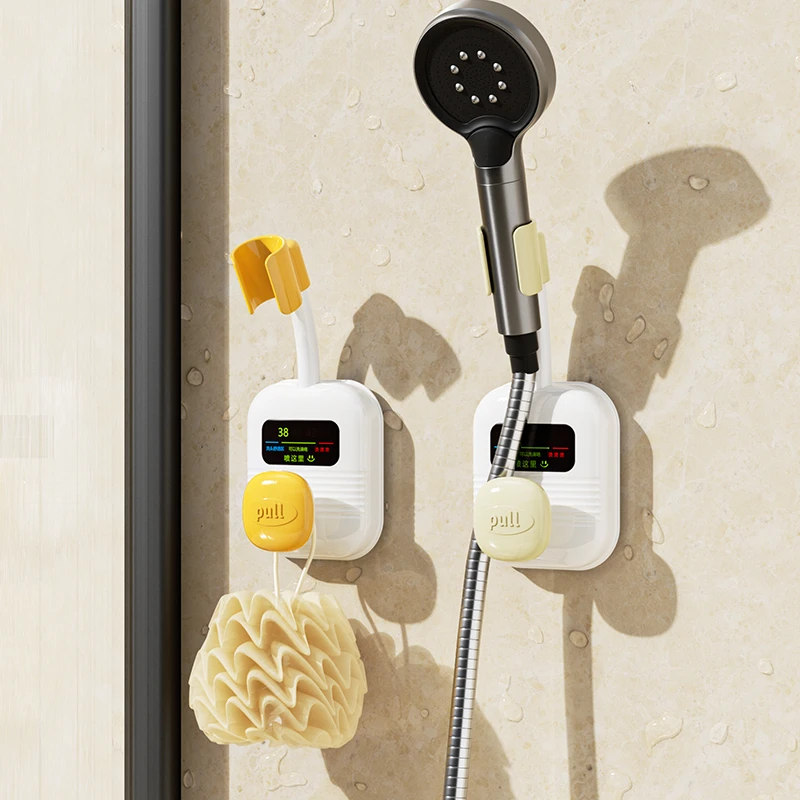 多功能温度显示吸盘花洒支架免打孔可移动调节淋浴喷头固定支架