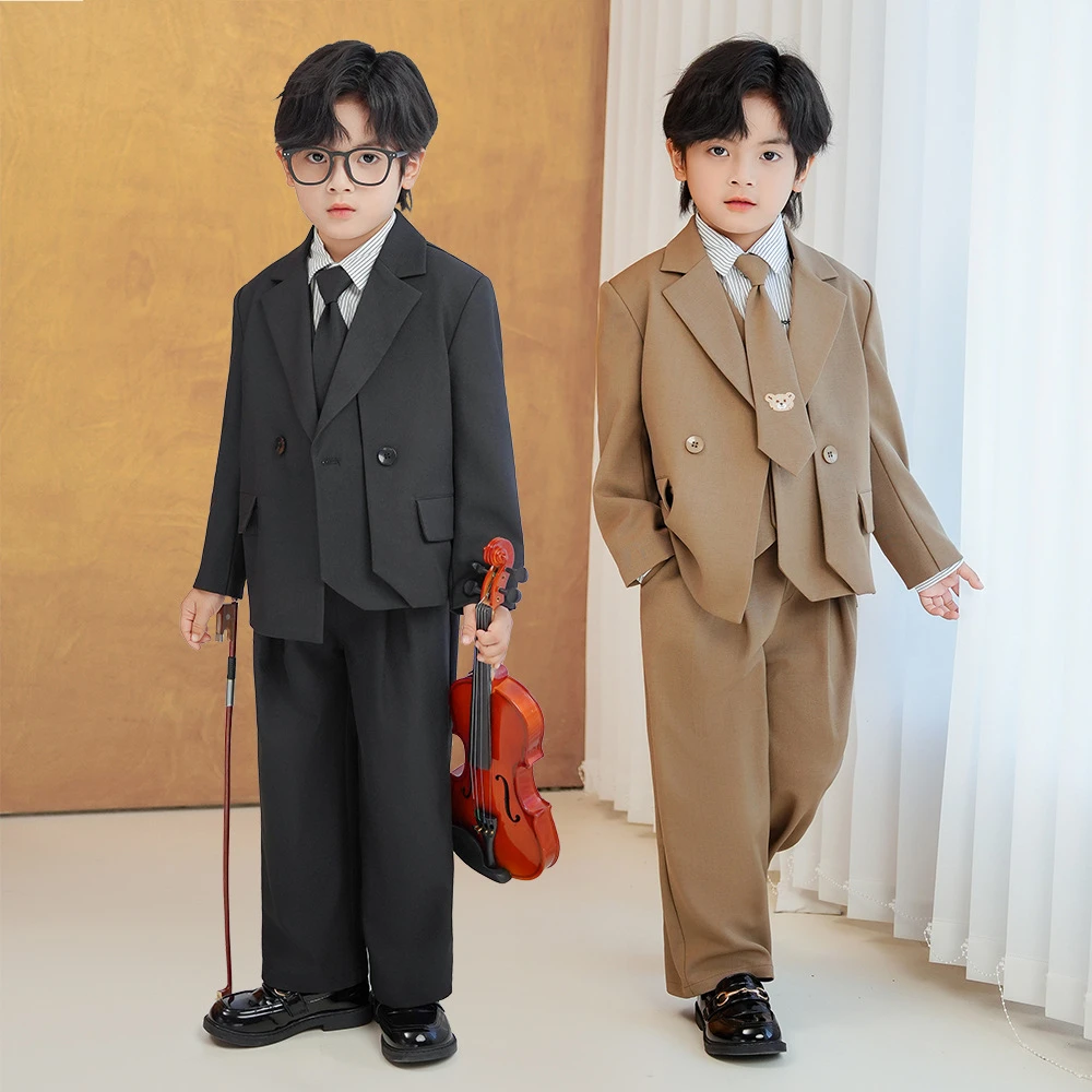 儿童春秋西服套装帅气英伦风时尚花童演出服孩宝宝生日摄影礼服潮