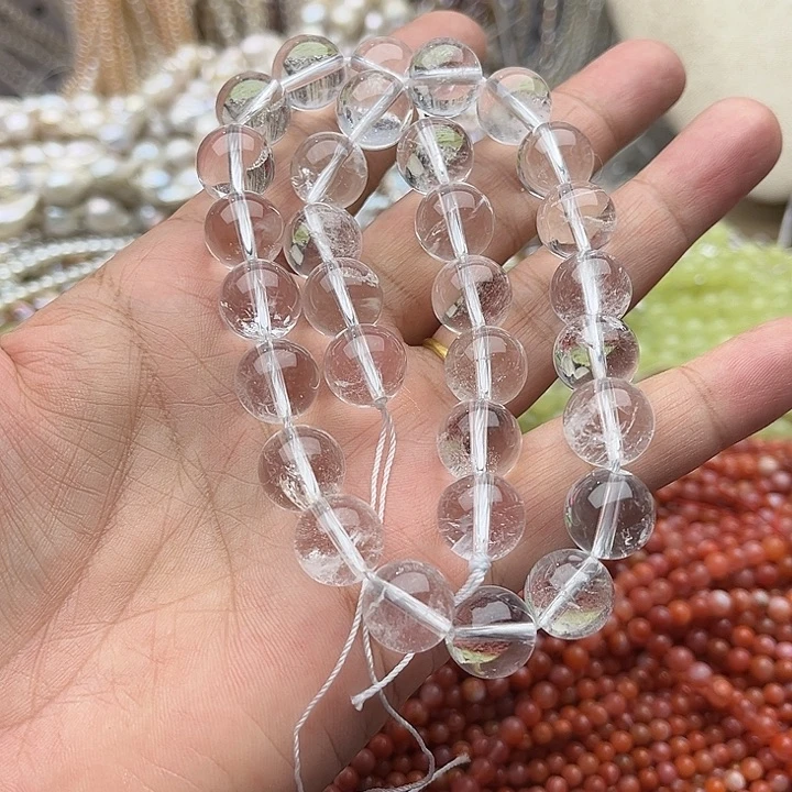 玛瑙/玉髓未镶嵌珠宝半成品一条12mm左右白水晶有棉