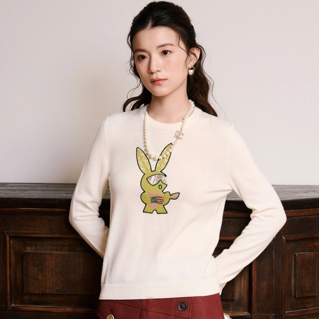 【丽姐甄选】她翼春季毛衫上衣女士圆领套头休闲百搭CW1341353741
