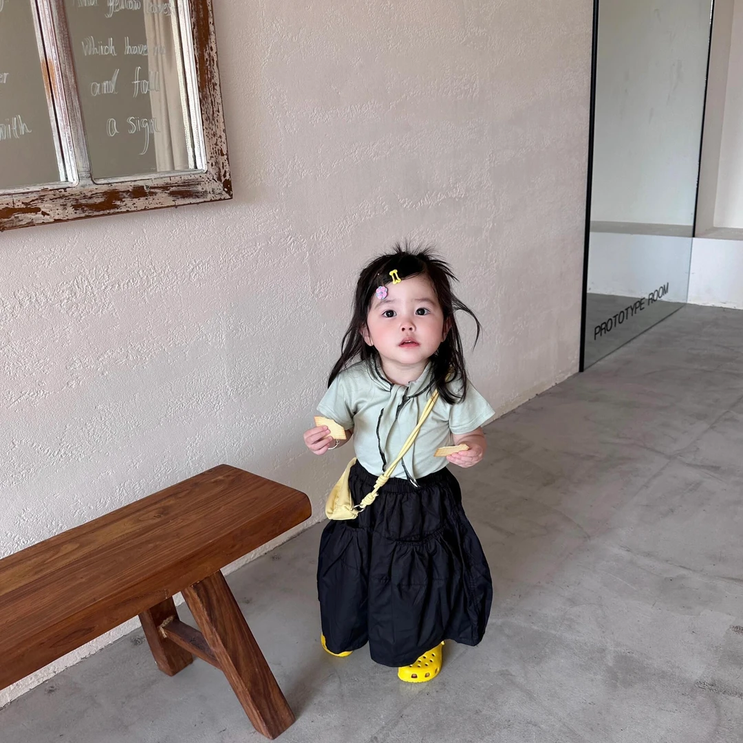 小思家女童套装2025夏季新款休闲韩版洋气短袖上衣宽松百搭气球裤