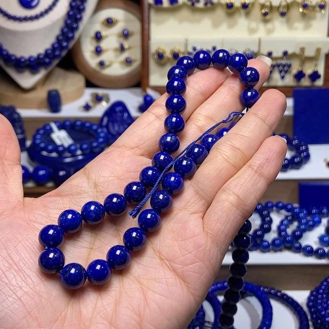 甜***平青金石未镶嵌9mm长串