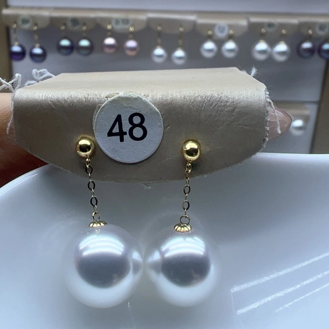 18K金镶嵌淡水珍珠耳饰