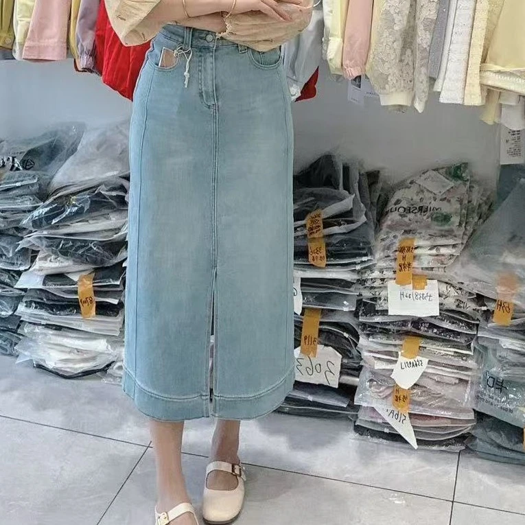 雪琴小屋素版开叉牛仔包裙