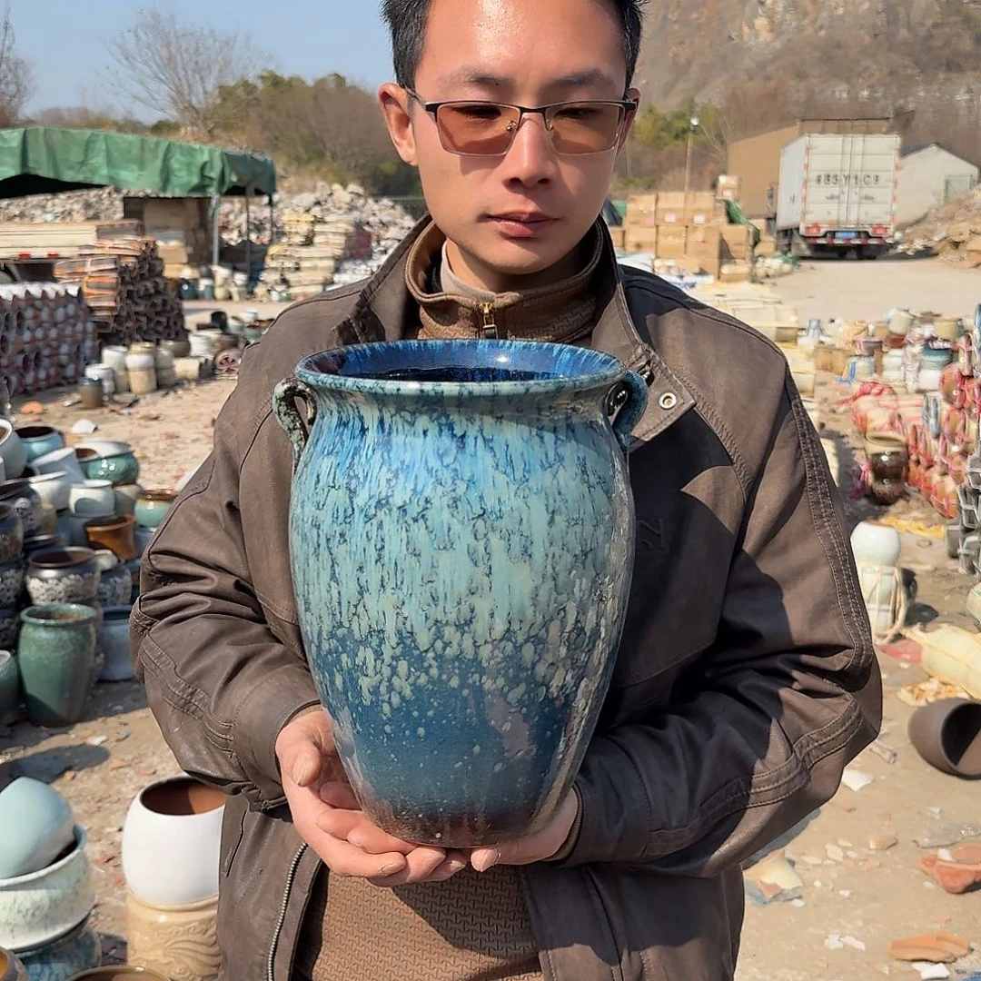 紫砂花盆口20高28.5（一个蓝雪花沈