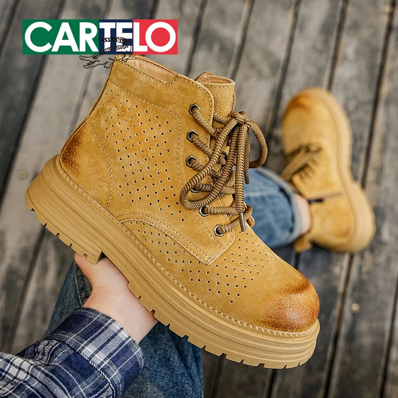 卡帝乐鳄鱼男鞋高帮英伦风马丁靴时尚百搭复古耐磨厚底休闲大黄靴