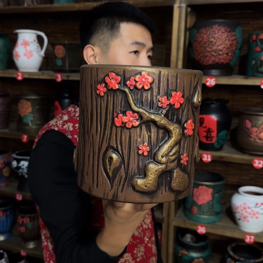 带孔高端浮雕花盆炸炸炸