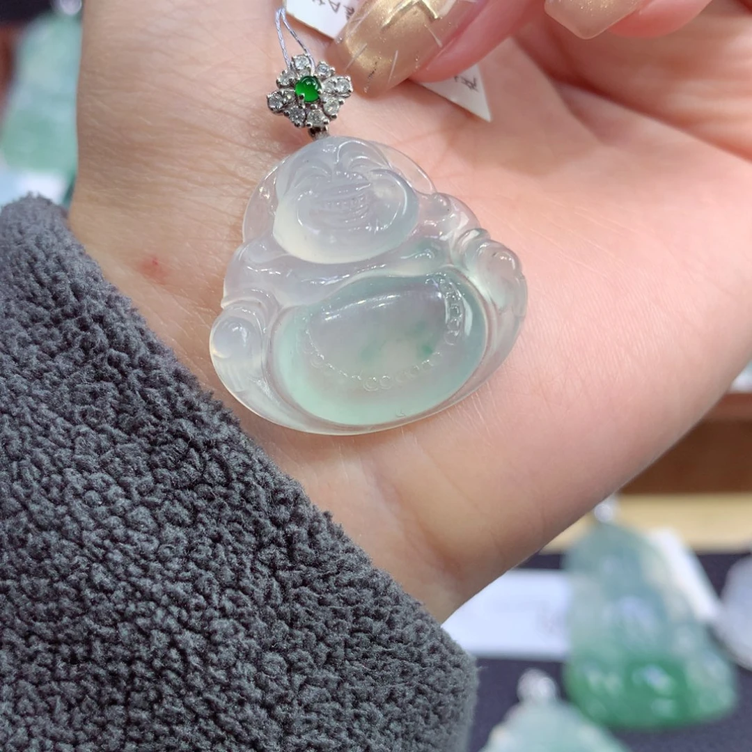 吊坠(不含链)18K金镶嵌翡翠