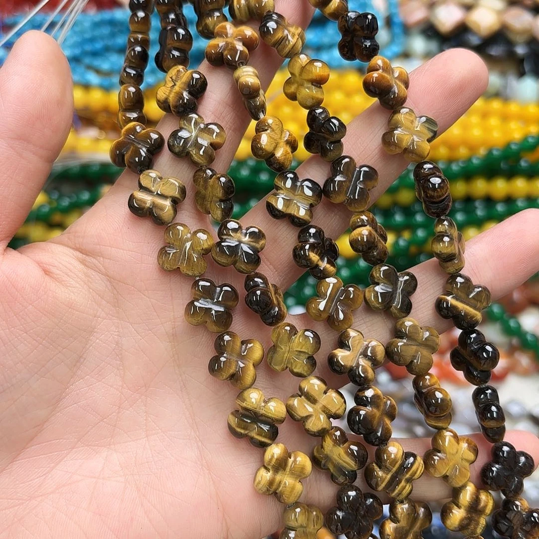 玛瑙/玉髓未镶嵌珠宝半成品卡14虎眼四叶草短条