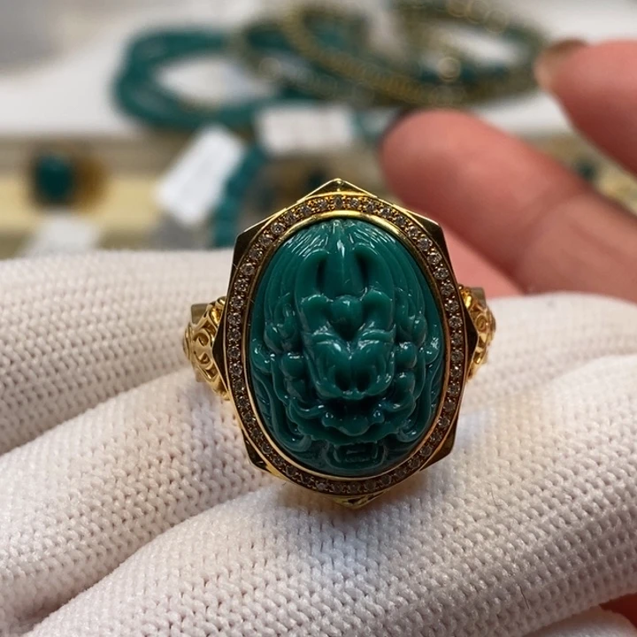 绿松石珠宝奇石18K金镶嵌AA191