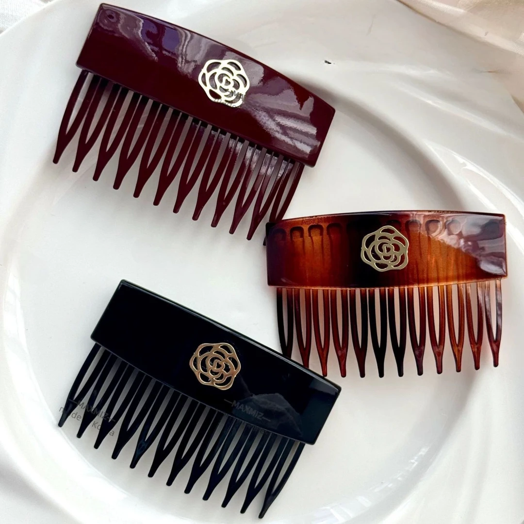 诗泊雅 新款韩版个性百搭山茶花齿梳简约百搭高级感