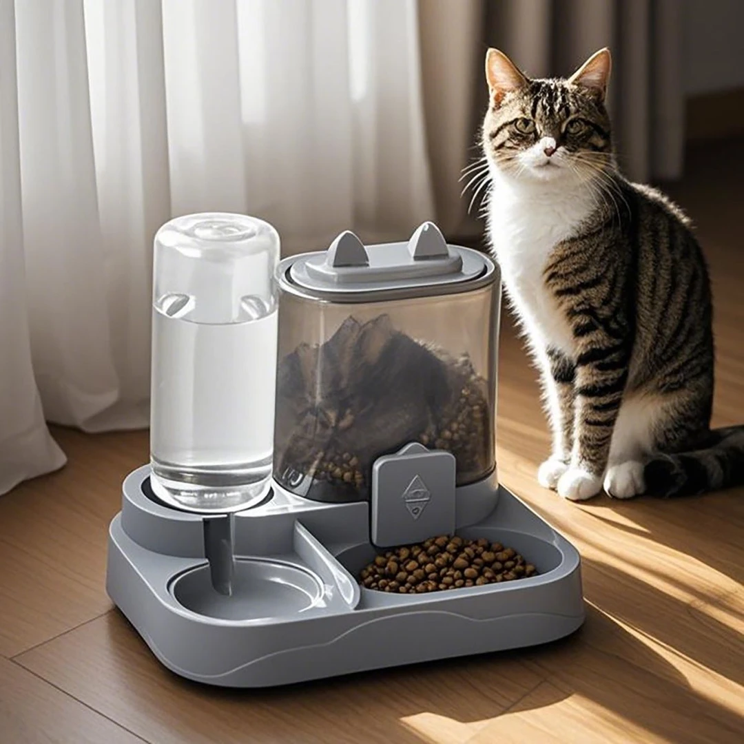 宠物喂食饮水一体自动水器喝水神器猫咪饮水机器猫狗狗宠物用品J