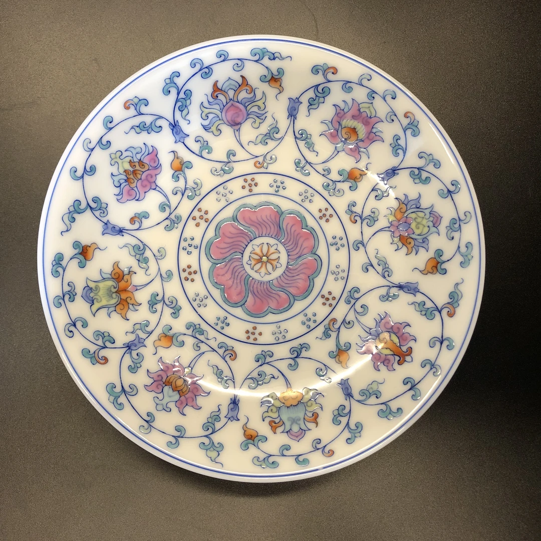 1.3a/N400560/00412/斗彩粉彩花卉缠枝莲壶承/口径15/高3