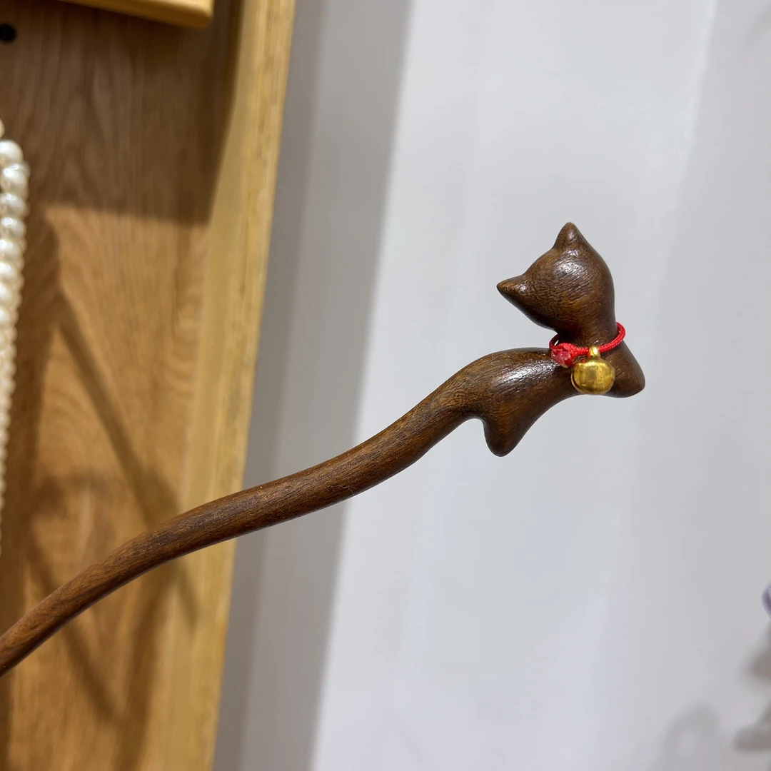 F332立体铃铛小猫簪子