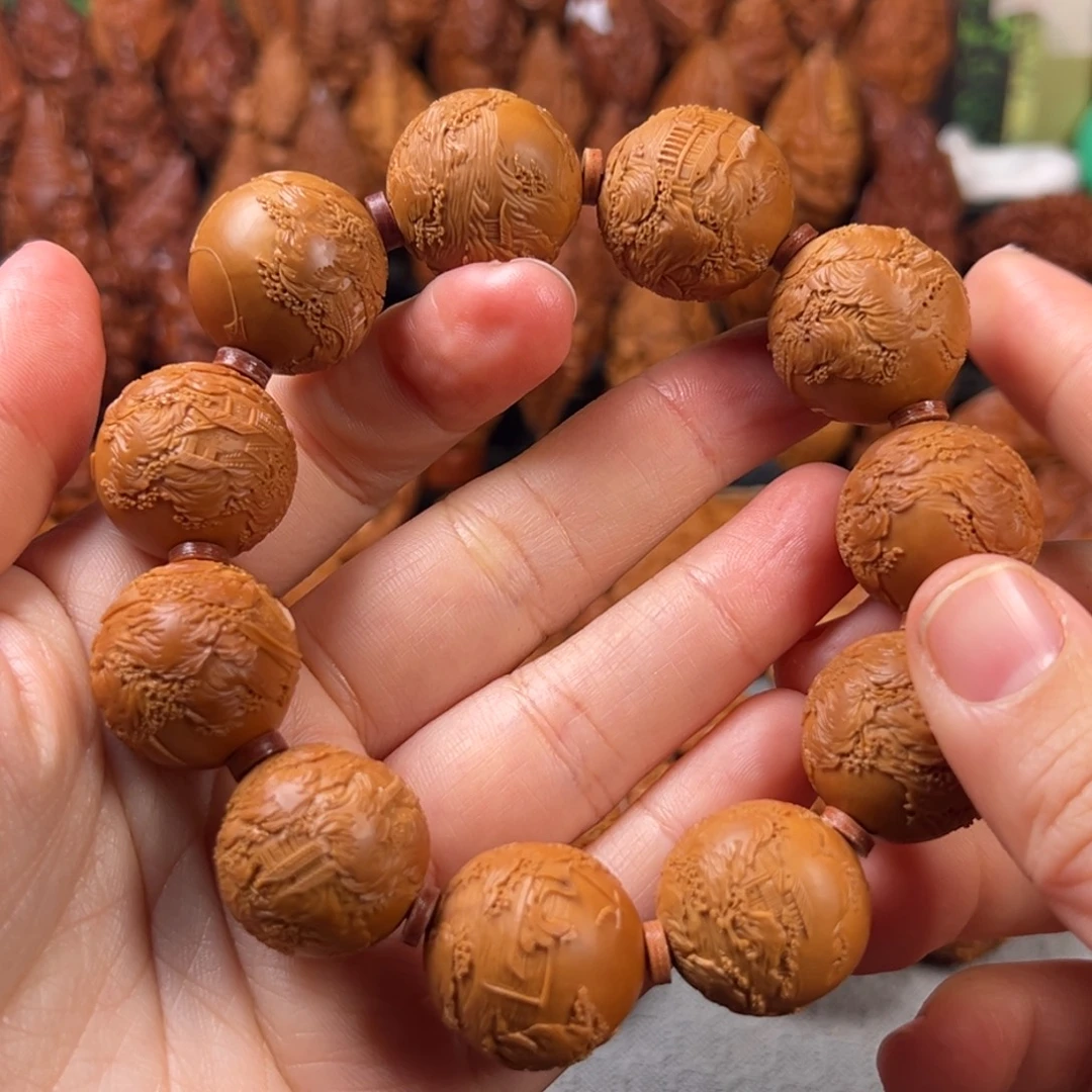 手串/手链橄榄核2.1风景光珠 千里江山图手串