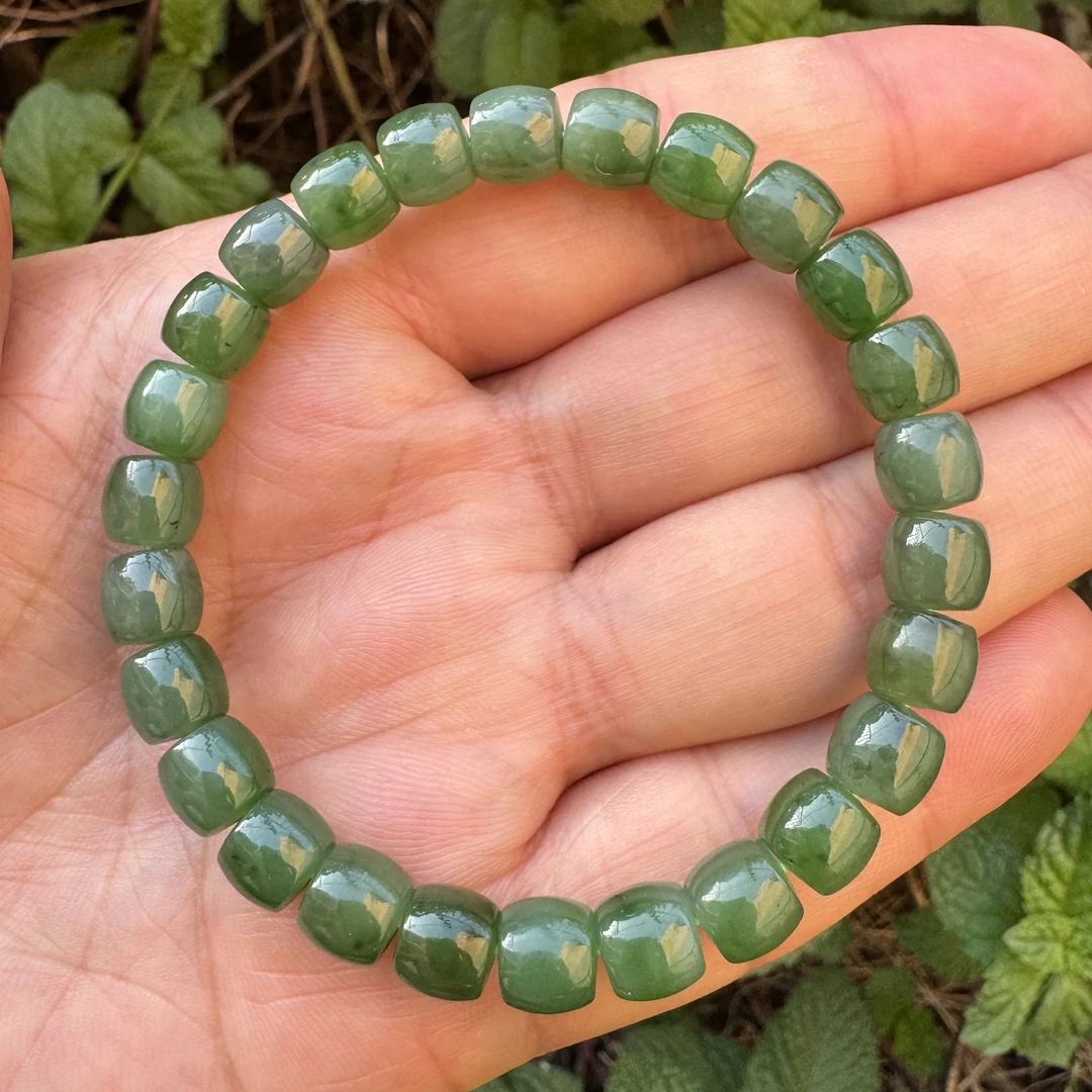 和田玉碧玉粉青直切女士手串女款手链男士珠串男款