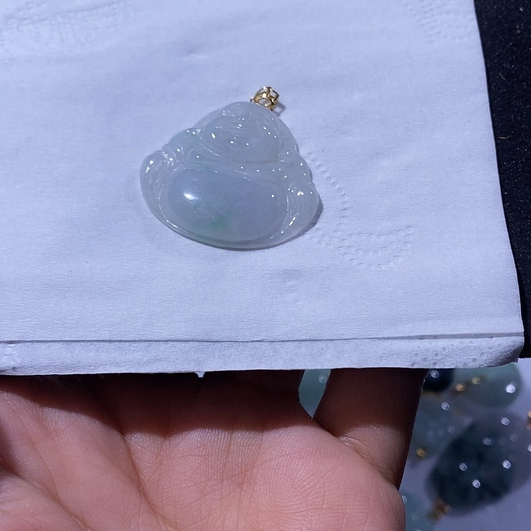 翡翠吊坠(不含链)18K金镶嵌