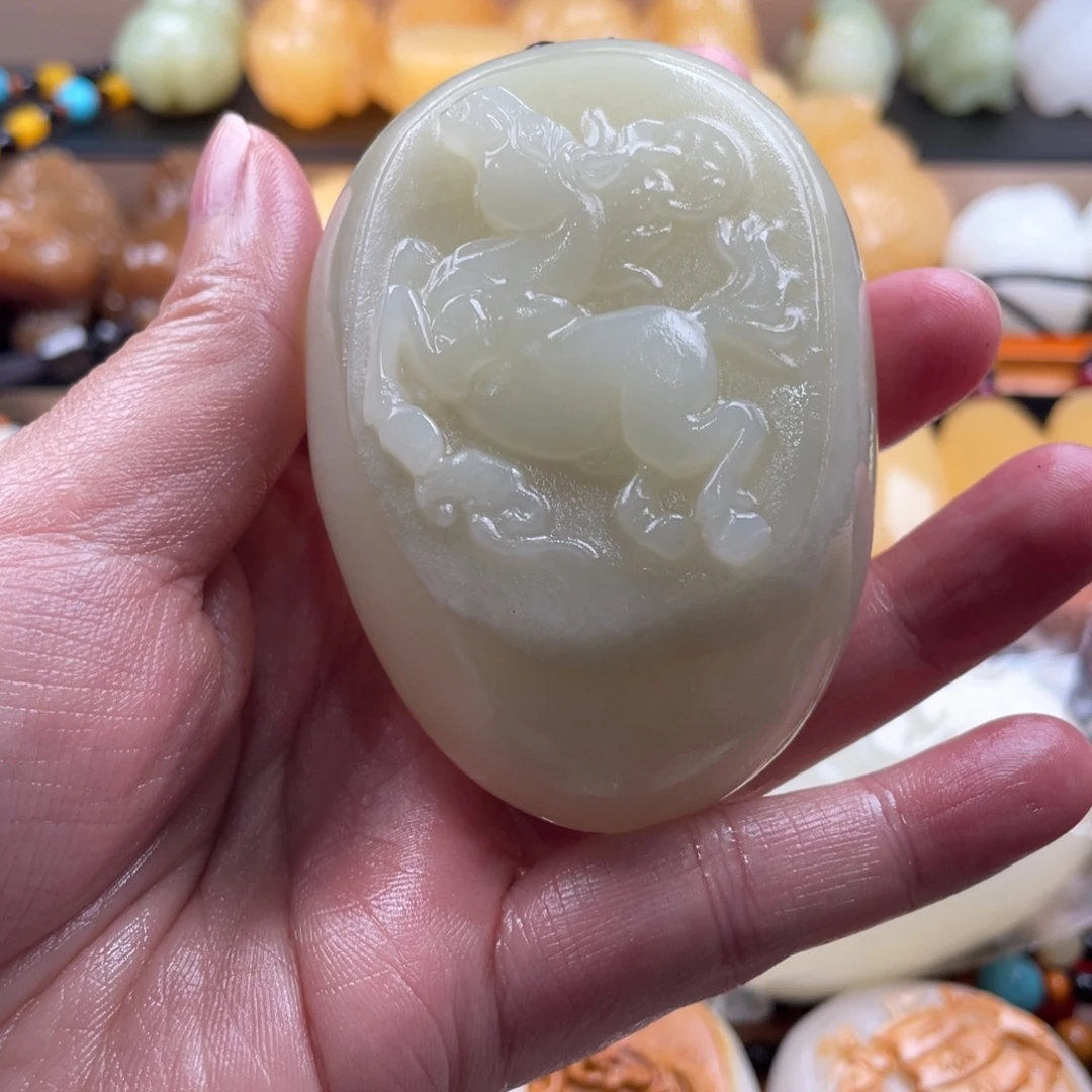 富***～石材天然古青石手把件
