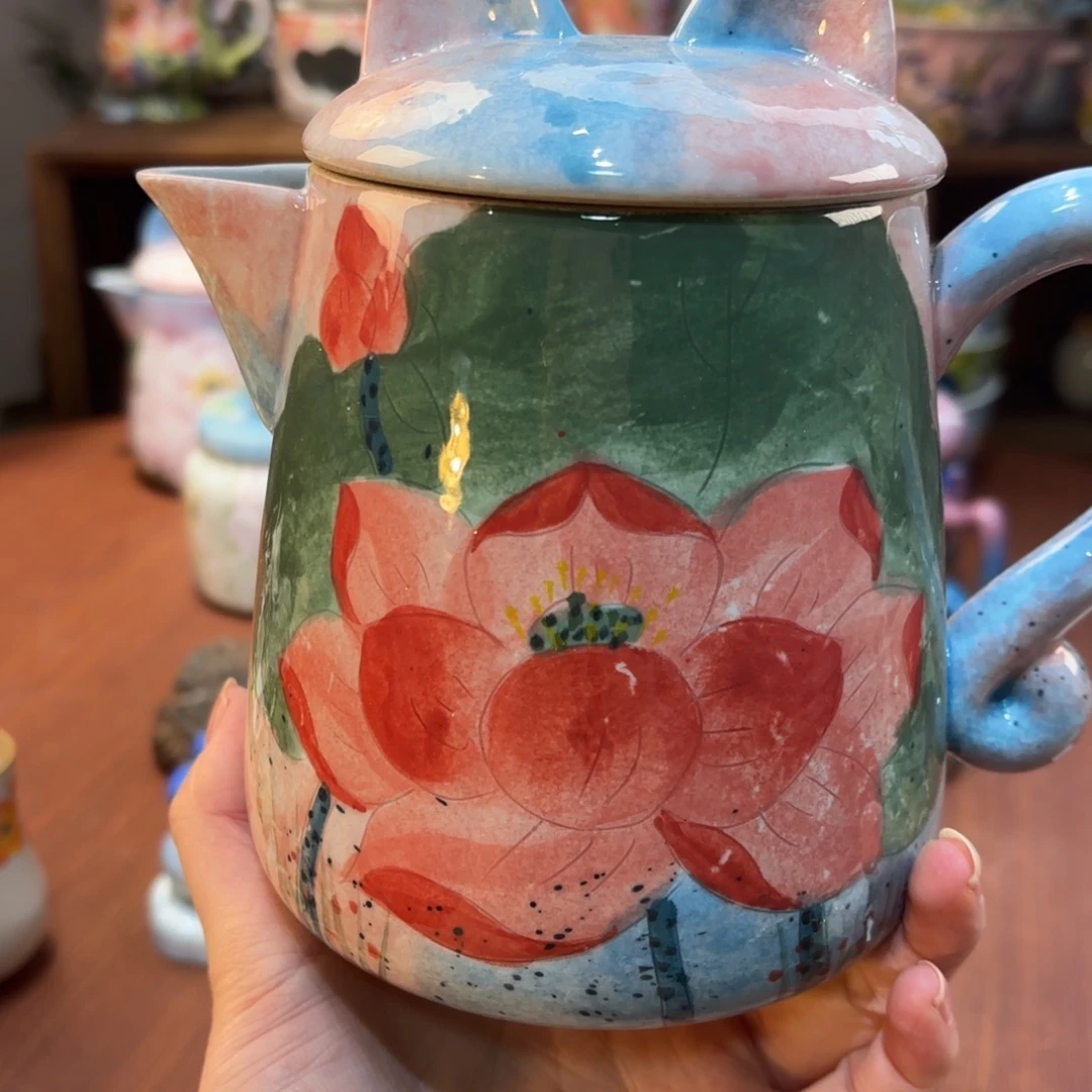 景德镇手绘高温釉下彩陶瓷茶具