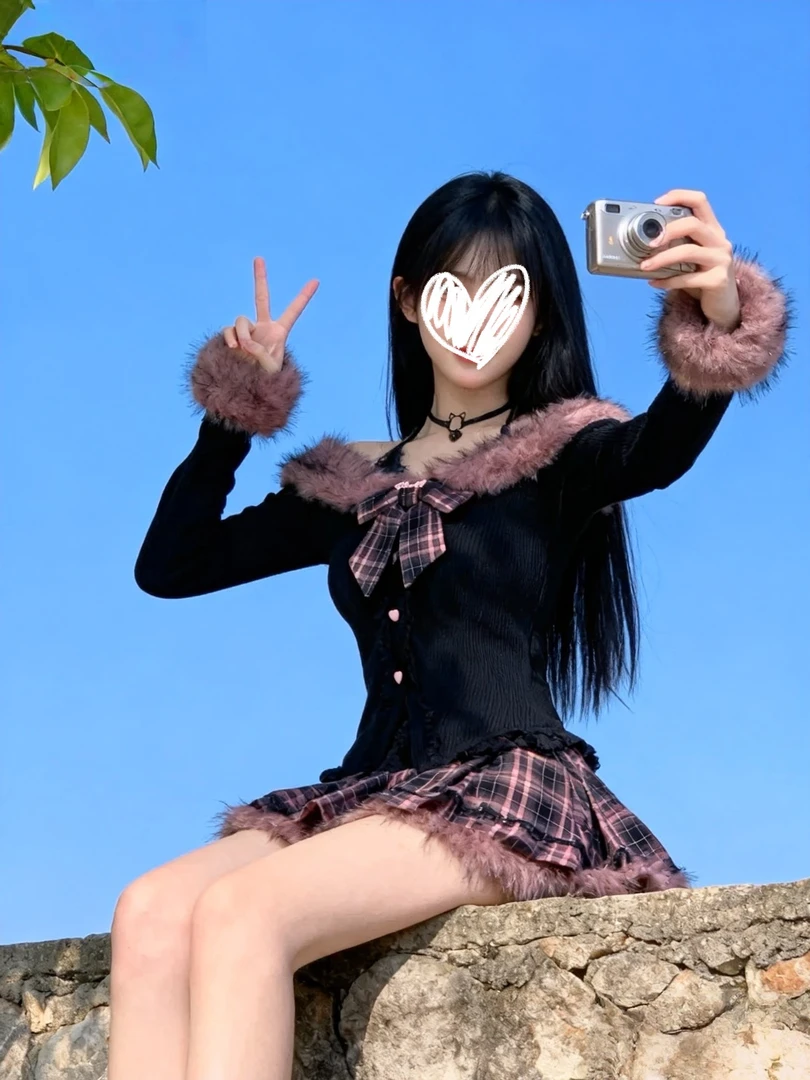 【爽Q学姐】冬季纯欲日系甜辣辣风气氛感温婉大方格子上衣格子短裙