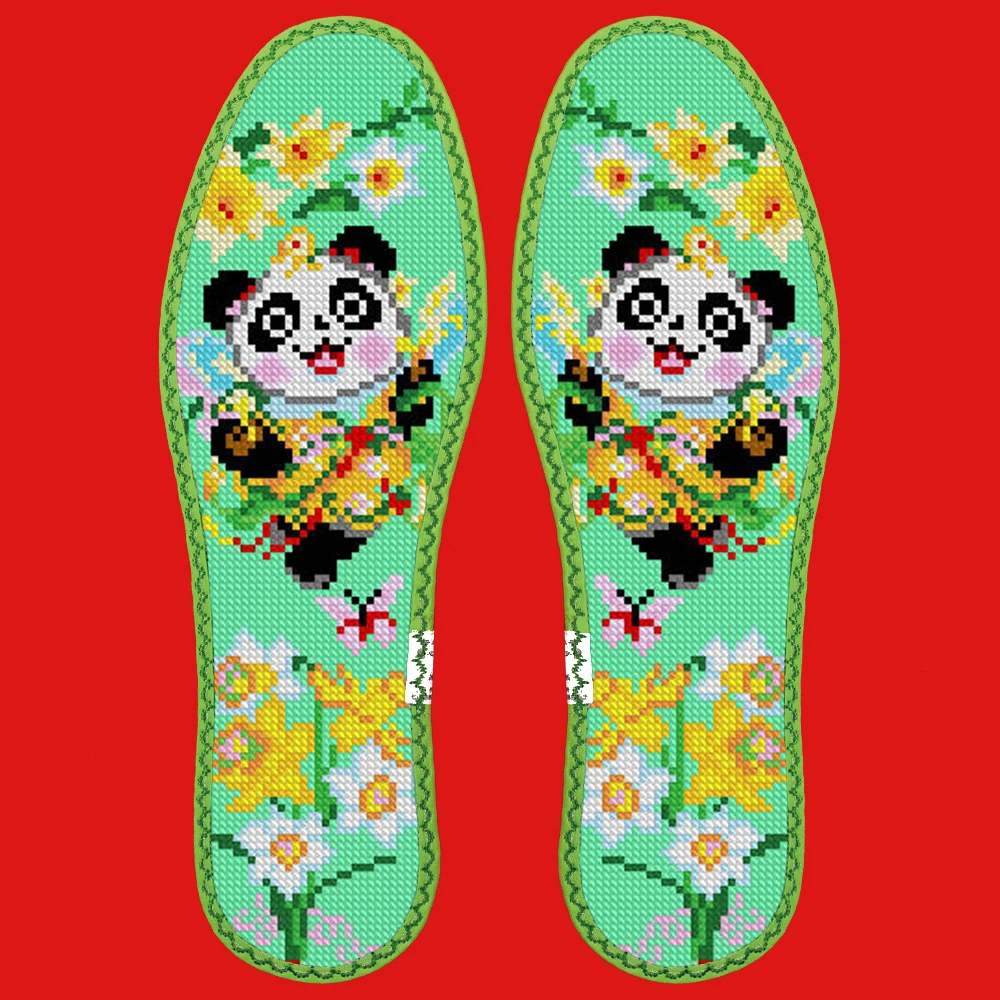 （熊猫款十二月)微瑕小格十字绣鞋垫套装现货现发（粉丝福利）