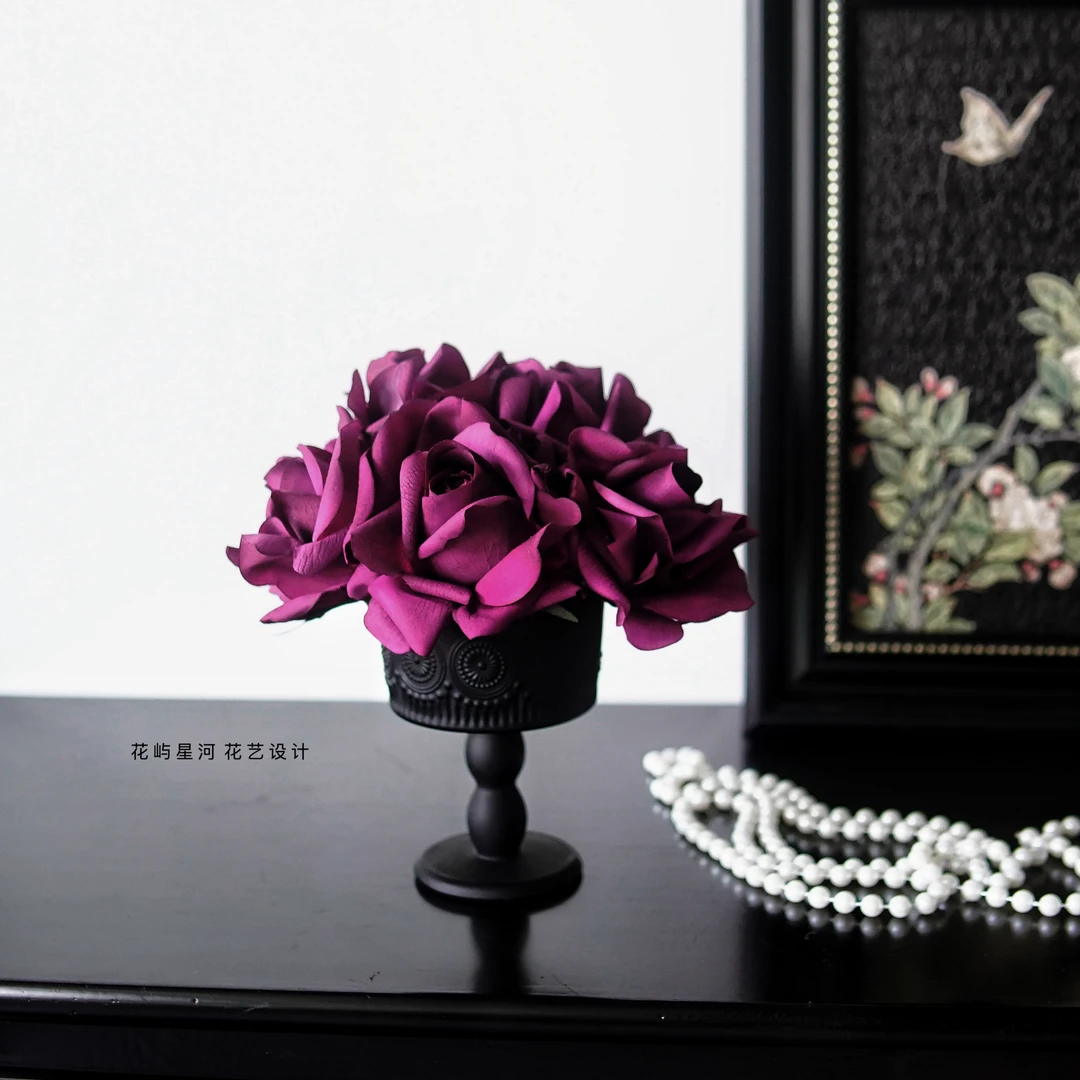 花屿星河|设计 手感保湿玫瑰仿真花高端茶几餐桌香薰花艺家居摆件