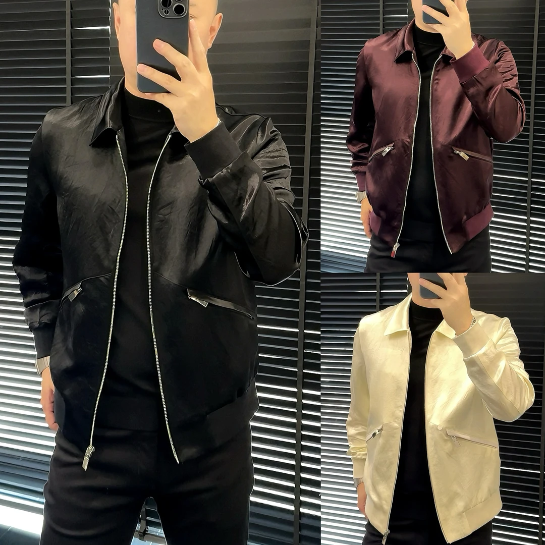 【绅度男装】高奢系列醋酸垂感翻领夹克外套1768