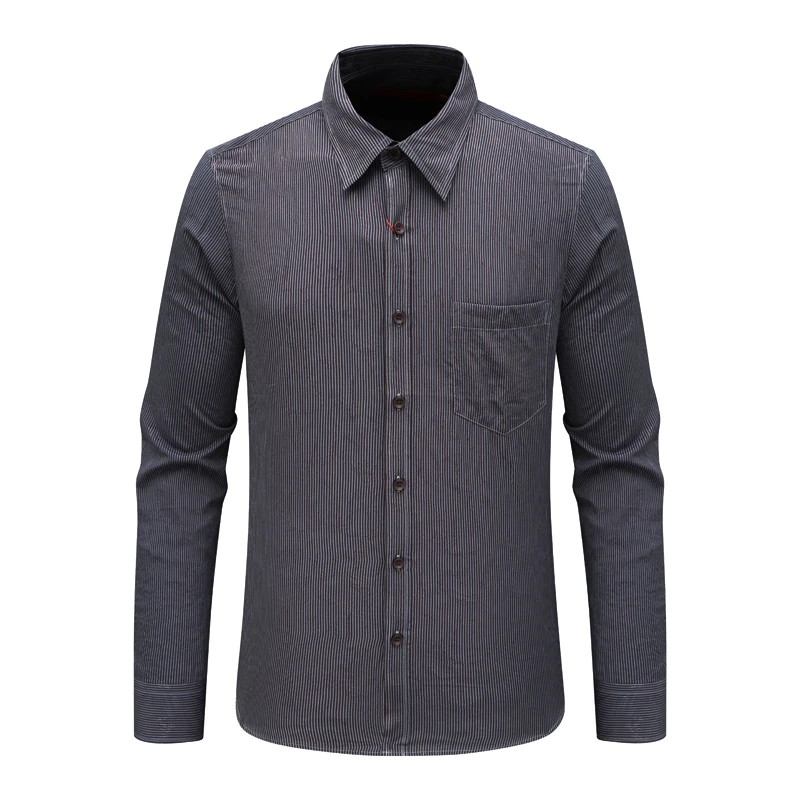 AB1334邦纳男春秋长袖衬衫 棉休闲商务上衣 暗红条纹 时尚都市