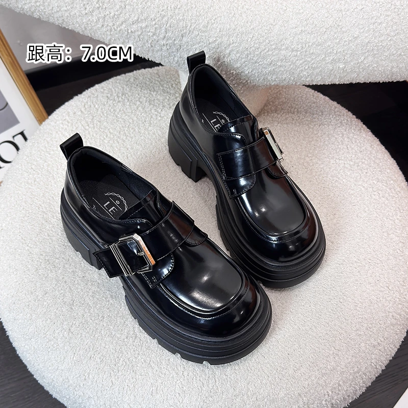 L·E shoes女鞋2025春季新款时尚乐福鞋厚底增高百搭休闲鞋60050