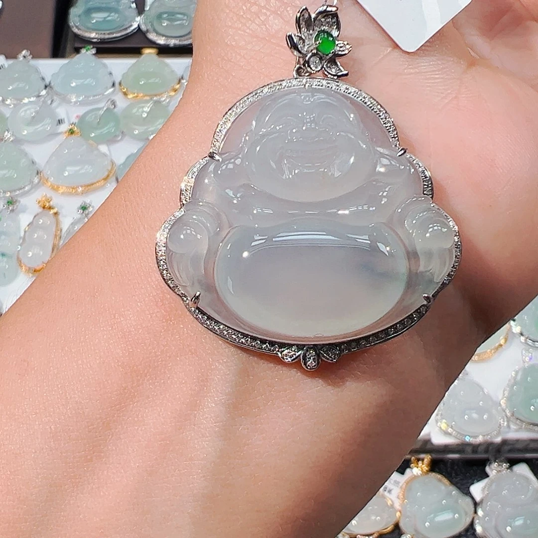 吊坠(不含链)18K金镶嵌翡翠佛公