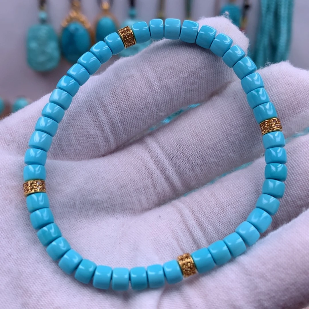 绿松石挂件18K金镶嵌