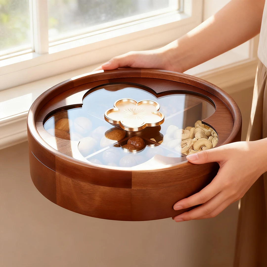 实木果盘2025新款高档大气家用客厅轻奢高级感糖果干果零食摆放盘