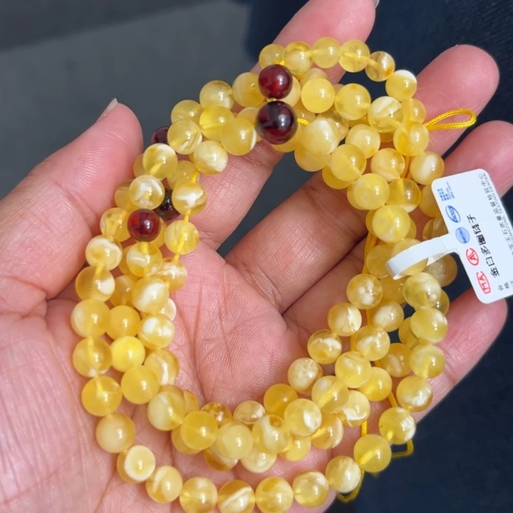 琥珀未镶嵌珠宝奇石M117号6+金白妖花多圈