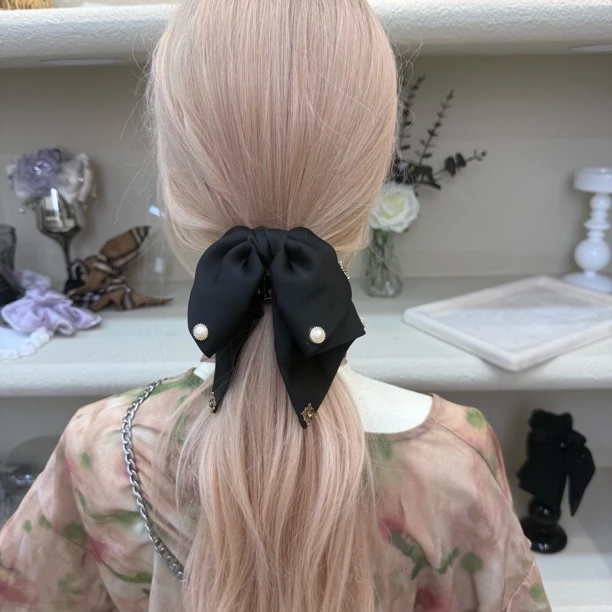 【精品14】小号爆款 法式缎面宫廷风马尾夹